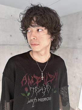 レコ 渋谷(LECO) メンズ黒髪マッシュウルフパーマ