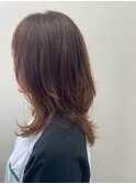 大人可愛い透明感立体感グレージュ×エアストレート