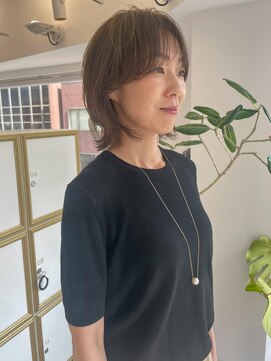 ビビディ バビディ ブー 河原町三条店(Bibbidi.bobbidi.boo) くびれレイヤー顔まわりレイヤーオリーブベージュ明るい白髪染め