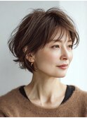 白髪ぼかし脱白髪染め似合わせショートボブ40代50代60代