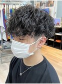 ツイストパーマ無造作パーマメンズマッシュ刈り上げツーブロック