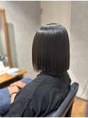 【縮毛矯正】艶感×縮毛矯正×切りっぱなしボブスタイル