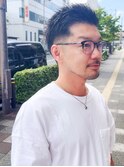 大人メンズのアップバングショート【ハイライト×カット】