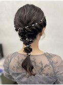 編みおろしアレンジ/セミロング/結婚式アレンジ