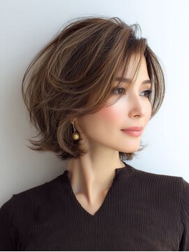 ハーツ 青山表参道店(Heart's) 白髪ぼかし脱白髪染め似合わせショートボブ40代50代60代