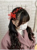 編み込みカチューシャレースアップ♪