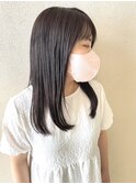 ラベンダーグレージュ/暗髪/透明感カラー/ラウンドセミロング