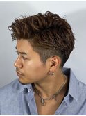 メンズパーマツイスパ束感ツーブロかきあげ73ヘア