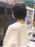 ワンレンボブ前下がりショート内巻きワンカール鎖骨ミディアム