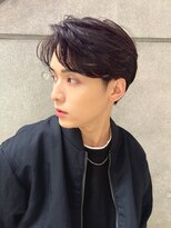 艶センターパートニュアンスパーマダークアッシュ韓国マッシュ