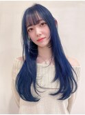 ネイビーカラー/ブリーチ/顔まわりレイヤー