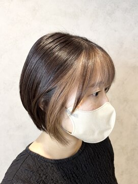 ラック(LUCK) フェイスフレーミング/船橋/くすみベージュ/細めハイライト