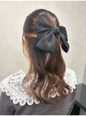お出かけ前ヘアセットハーフアップコテ巻きヘアアレンジ川越