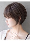 大人可愛い20代30代40代黒髪前下がりショートボブ丸みショート◎