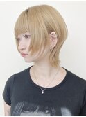 【morio原宿】ダブルカラーハイトーンショートウルフ前髪あり
