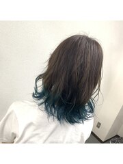 【AURA野田阪神】ターコイズブルー ×裾カラー