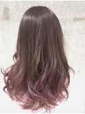ピンクグラデーション×ゆるふわセミロング