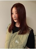 ブリーチなしダブルカラー/レイヤーカット/レッドカラー