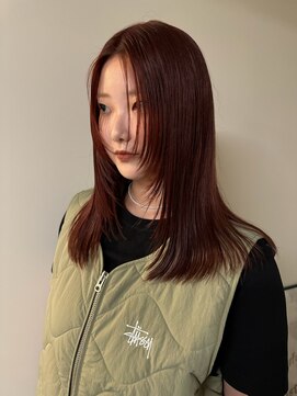 ノラ シブヤ(NORA) ブリーチなしダブルカラー/レイヤーカット/レッドカラー