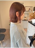 インナーカラーピンク切りっぱなしボブ丸みボブ20代30代40代