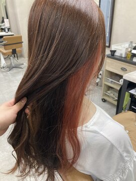 アジールヘア 東上野店(agir hair) 20代大人かわいいインナカラーレッドイヤリングカラー【上野】