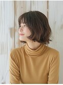 ★前髪イメチェンこなれミディレイヤーボブルフネビージュ小顔