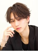 ニュアンスアップバングショート毛流れパーマコンマバング