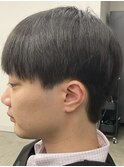 フェザーパーマ/グレーブルーカラー/刈り上げショートパンク