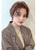 大人可愛い20代30代40代透け感前下がりショートボブ丸みショート