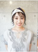 スカーフでショートアレンジ