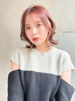 メーヴェ(Mowen) mowen 南堀江　ボブ×ピンクブラウン×艶髪×シースルーバング