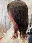 艶髪×インナーカラー/イヤリングカラー/ホワイトピンク