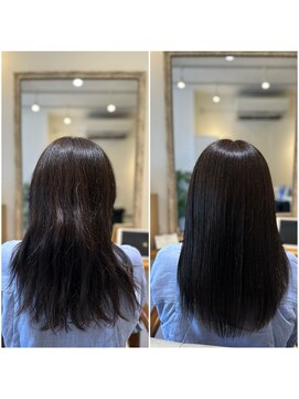 ハッコ(hacco) 艶髪ロング/アッシュブラック/ニュアンスカラー/ストレート