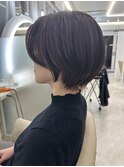 大人可愛い丸みショート くすみピンクカラー【梅田】