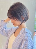 小顔サイドバングの長めショートボブ青山表参道