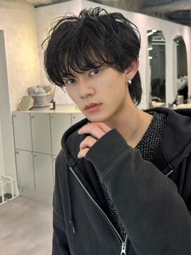 ポーチバイハニー オモテサンドウ(PORCH by HONEY omotesando) 韓国マッシュシャドウパーマブルーブラックスペインカール黒髪3