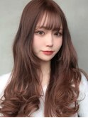 ピンクベージュ×柔らかレイヤーロング