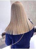 ピンクベージュワンホンヘアレイヤー切りっぱなしボブ