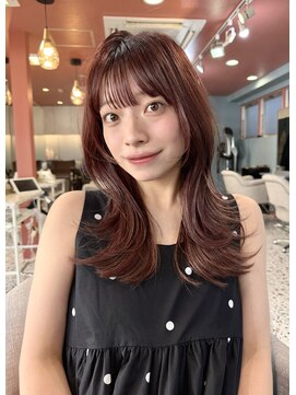 リコバイアフロート(riko by afloat) レイヤーカット/くびれヘア/ボルドーカラー/ワインレッド