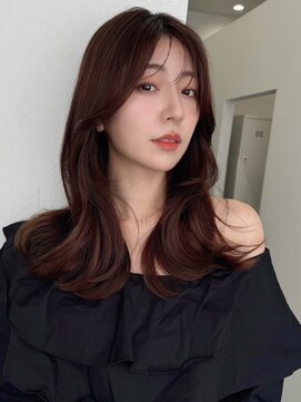 ソヨン 金山店(SOYON) ミディアムレイヤー/黒髪スタイル/ボルドーカラー/小顔ヘア/g83