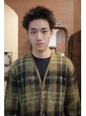 メンズスパイキーボックスショートブラウンンカラー眉毛カット