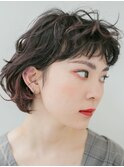 【CUFFA】無造作カールデザインカラー大人ボブ東銀座築地新富町