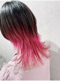 パステルピンクインナーカラーくらげウルフ