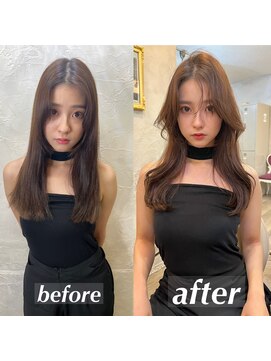 アンジェリカラボ 梅田店(ANGELICA LABO) トレンドな韓国くびれ巻きレイヤー×ビフォーアフター〔川又〕