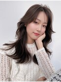 韓国風艶カラーロングレイヤー透明感暗髪大人可愛い