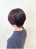 ショートスタイル ピンクブラウン レイヤーショート