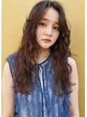 デザインカラーレイヤーカットウェットヘア夏オリーブベージュ