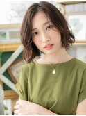 アシンメトリーかきあげ前髪くせ毛風ボブh3川口20代30代40代!