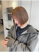 ダブルカラーミルクティーベージュ10代20代ボブヘアー
