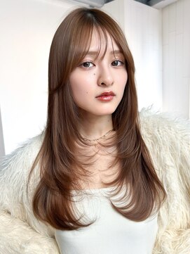 アルバム 池袋(ALBUM) オリーブベージュロング前髪カット顔周りレイヤー_F31245